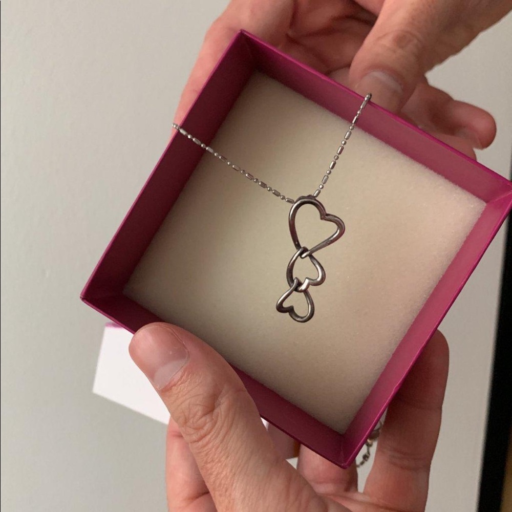 Bitter Sweet 925 Sterling Silver Hearts Necklace